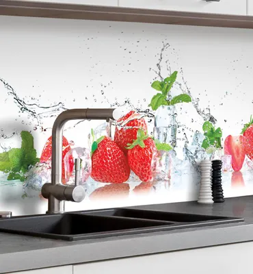 Produktbild von Küchenrückwand selbstklebend Erdbeeren Spritzschutz Folie 220 x 60cm