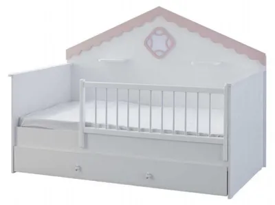Produktbild von Kinderlaufstall Bettchen Kinderbettchen Krippe Weiß Holz Bett Modern