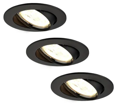 Produktbild von Ledvion 3er Set LED Einbaustrahler Rund Weiss 3W dimmbar Warmweiss
