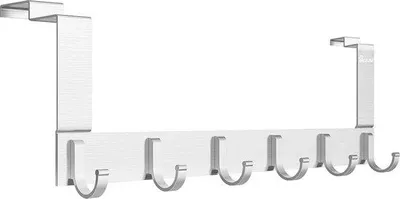 Productafbeelding van Famanu overdeurhaken voor kleding met zes stevige haken - aluminium