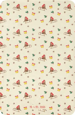 Produktbild von Mr. & Mrs. Panda Decke Rotkehlchen Schlitten 100 x 150 cm - Gelb - Geschenk, Weihnachten, Vogel, Tagesdecke, Flauschdecke, Heimdecke, Kuscheldecke, Sofadecke