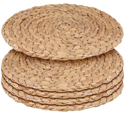 5er-Set runde Platzsets aus Seegras, 33 cm, handgeflochten