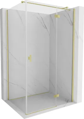 Produktbild von Mexen Mist H T Duschkabine schwenkbar rechts 70 x 90 cm, transparent, gebürstetes Gold - 8A5T-070-090-55-00-P
