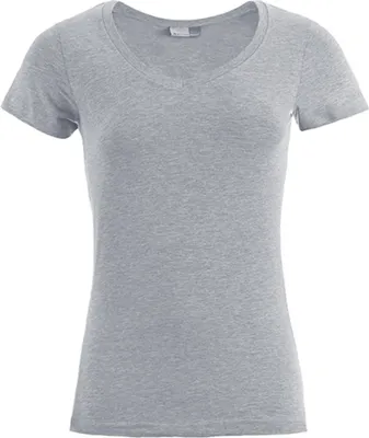Produktbild von Slim-Fit V-Ausschnitt T-Shirt Damen, Sportgrau, L