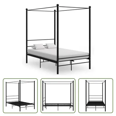 Produktbild von The Living Store Himmelbett Schwarz Metall 120x200 cm