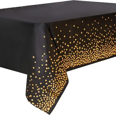 Obrázok produktu pre Párty obrus čierny zlatý 4 kusy 137cm x 274cm