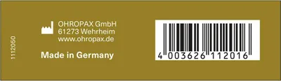 A close-up of product packaging with text and a barcode.