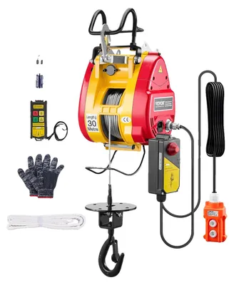 Obrázek produktu pro VEVOR elektrický kladkostroj 2 v 1, nosnost 500 kg, přenosný elektrický lanový naviják 1800 W, rychlost 11 m/min, vhodný pro garáže, sklady, továrny, zvedání a tahání