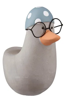 Produktbild von 1 Figur Ente "Erna" aus Zement, grau, mit Brille,10,5 x 10,0 x 6,0cm maritim Deko