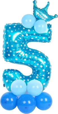 Immagine prodotto di Set di palloncini di compleanno per bambini di 5 anni, blu