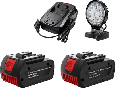 Obrázek produktu pro Náhradní baterie Bosch 18V, kapacita 6000mAh, rychlonabíječka 4A, sada 2 ks