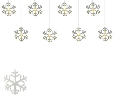 Produktbild von LED Lichtervorhang Schneeflocke 8 flammig Lichterkette Innen Fensterbeleuchtung