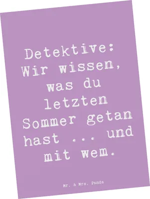 Produktbild von Mr. & Mrs. Panda Postkarte Spruch Detektiv Geheimnisse - Lavendeltraum - Geschenk, Abenteuer, Beruf, Weisheit, Berufsalltag, personalisierte Geschenke, Erinnerungen