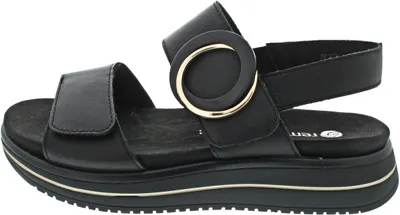 Produktbild von Remonte Damen Leder Sandale Klett Goldakzente D1J63, Größe:41 EU, Farbe:Schwarz