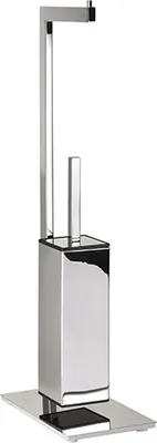 Produktbild von META WC-Bürstengarnitur mit Papierrollenhalter Messing Chrom 255x150x710 mm für Bad & WC >> Freistehend anwendbar