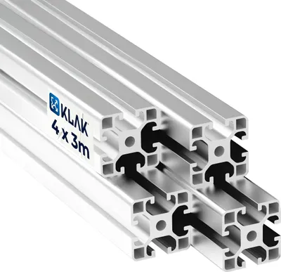 Produktbild von KLAK 40 - Aluprofil 4 Stück 40x40mm 3m System-, Montage-, Konstruktionsprofil Nut 9