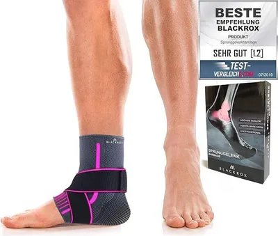 Produktbild von BLACKROX Sprunggelenkbandage, Vergleichssieger, Knöchelbandage, Sprunggelenk Bandage, Sport, Handball, Fußball, Volleyball, Fußbandage, Pink, Gr. XL