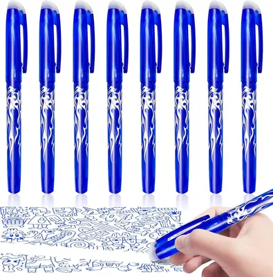 Zdjęcie produktu dla Długopis żelowy, 8 sztuk, niebieski, 0,5 mm, wielokrotnego użytku, do biura i szkoły