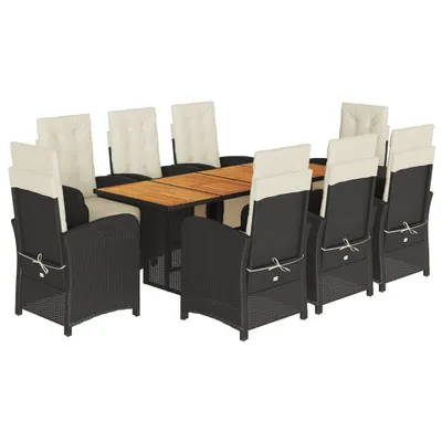 Produktbild von vidaXL 9-tlg. Garten-Essgruppe mit Kissen Schwarz Poly Rattan