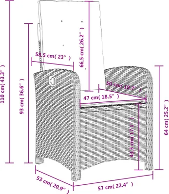 Imagen del producto de vidaXL: Cojines para sillón de jardín, 2 unidades. Ajustables, con mezcla de polirratán