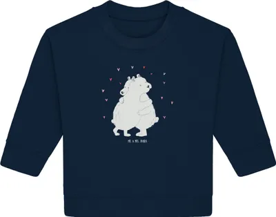 Produktbild von Mr. & Mrs. Panda Organic Baby Pullover Eisbär Umarmen 6. - 12. Monat - French Navy - Geschenk, Lustige Sprüche, Bullover