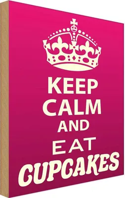 Produktbild von vianmo Holzschild 18x12 cm Keep Calm and eat Cupcakes