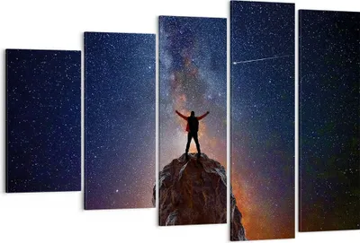 Produktbild von Bild auf Leinwand - Leinwandbild - 5 Teile - Kosmos Maßstab Mensch - 150x100cm - Wand Bild - Wanddeko - Wandbilder - Leinwanddruck - Bilder - Wanddekoration - Leinwand bilder - EG150x100-4786