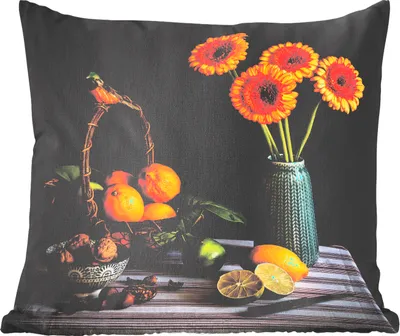 Produktbild von MuchoWow® Zierkissen Sofakissen Wohnzimmer Dekokissen 40x40 cm Blumen - Sonnenblume - Zitrone - Foto Kissen - Schlafzimmer Dekoration