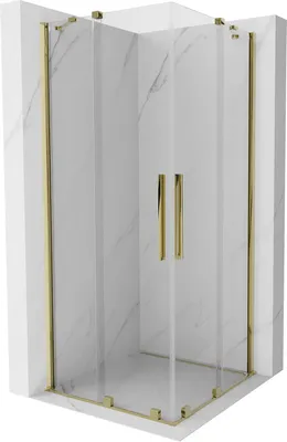 Produktbild von Mexen Velar Duo ausziehbare Duschabtrennung 80 x 80 cm, transparent, Gold - 871-080-080-02-50