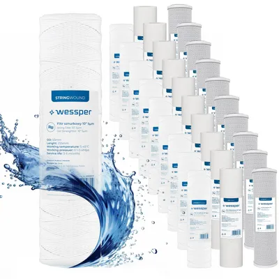 Productafbeelding van Wessper set van 30 waterfilterpatronen, 10 inch, met PP-schuim en actieve koolstof, als voorfilter