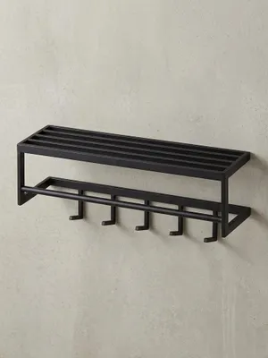 Produktbild von Wandgarderobe aus lackiertem Stahl, Schwarz, 5 Haken, Kleiderstange. 70x20x20 cm | Kadima Design
