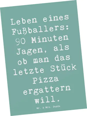 Produktbild von Mr. & Mrs. Panda Postkarte Spruch Fußballer Leidenschaft - Meeresbrise - Geschenk, Beruf, Berufsleben, Fotokarte, Berufe, Grußkarte, Dekoration, Ansichtskarten
