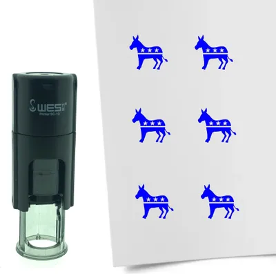Immagine prodotto di Timbro CombiCraft Asino dei Democratici rotondo da 10 mm - inchiostro blu