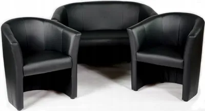Produktbild von Couchgarnitur - Sofa Set - Schwarz - Kunstleder - 2 Sitzer Sofa - 2 Sessel - Sitzmöbel - Fleckenbeständig - CAFE