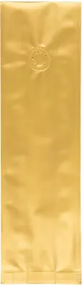 Produktbild von 1000x Seitenfaltenbeutel 105+60x330mm Siegelnaht Aromaschutzventil Gold
