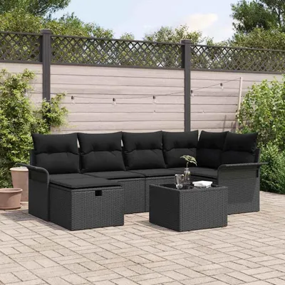 Image de Maison Exclusive - Salon de jardin avec coussins et coffre de rangement 7 pièces en polyrotin