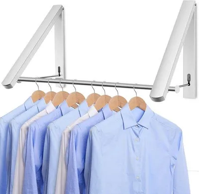 Image de Porte-vêtements pliable en aluminium, support mural, pour le nettoyage des pièces, 60 x 20 cm, argent