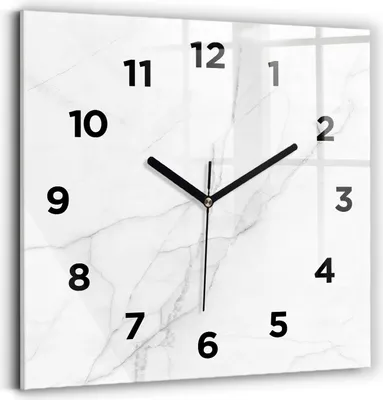 Produktbild von Wallfluent Wanduhr – Stilles Quarzuhrwerk - Uhr Dekoration Wohnzimmer Schlafzimmer Küche - Zifferblatt - schwarze Zeiger - 30x30 cm - Dekorativer Marmor