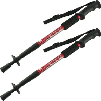 Produktbild von MidGard Teleskop Nordic Walking Stöcke, 50 -110 cm höhenverstellbar, Antischock Dämpfung, Wanderstöcke Rot 2 Stk.