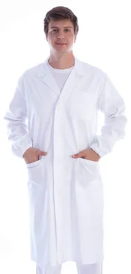 Weißer Unisex-Arztkittel XL, Baumwolle/Polyester, Druckknöpfe