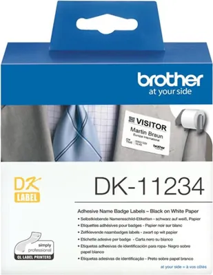 Zdjęcie produktu dla Brother DK-11234, Biały, Samoprzylepne etykiety do drukowania, Wyjmowana, Prostokąt, Brother QL, 8,6 cm