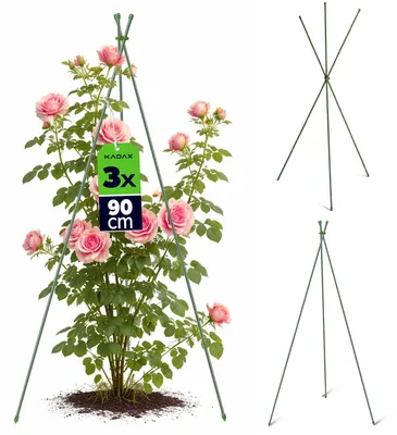Immagine prodotto di KADAX Obelisco per rampicanti 90 cm, 3 pezzi, supporto per rose in metallo con rivestimento in plastica resistente alle intemperie, graticcio per rose rampicanti, clematidi e piante di pomodoro