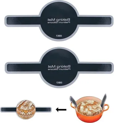 Produktbild von Famanu Silikon Backmatte für Dutch Oven - wiederverwendbare ovale Backzubehör mit langen Griffen