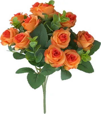Produktbild von 1 Strauß Künstliche Rose 5 Zweige 11 Blütenköpfe Realistische grüne Blätter Pflegeleicht Nicht verwelkt Künstliche Eukalyptus Kunstseide Rose Blume Balkon Nachbildung