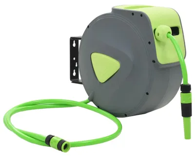Image de Bobine automatique pour tuyau d'arrosage - Bobine pour tuyau - Enrouleur de tuyau d'arrosage - Bobine murale - 20 mètres de tuyau