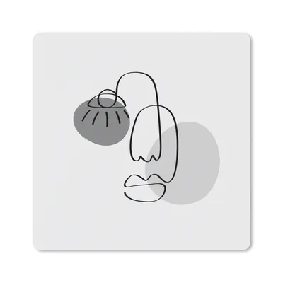 Produktbild von MuchoWow® Mauspad Mousepad Minimalismus - Gesicht - Schwarz - Weiß 20x20 cm - Mousepads - Maus Mat - Pad - Mausunterlage - Desk Mat - Bureauartikeln