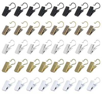 40 Vorhangclips aus Eisen, Antirutsch, Haken, 33×9 mm, mehrfarbig
