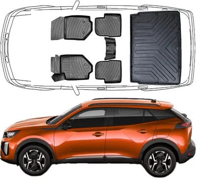 Produktbild von 3D Fußmatten & Obere Kofferraumwanne Auto Set Kompatibel mit Peugeot 2008 2.Gen 2019 - 2024