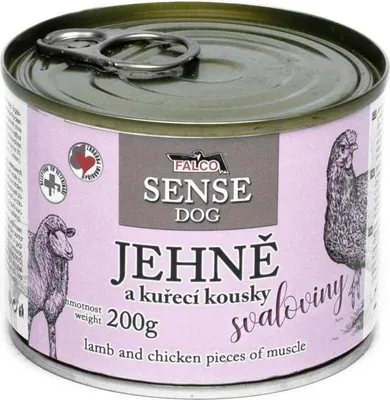 Obrázok produktu pre Konzerva pre psov Falco SENSE DOG 200g jahňa a kuracie 50% jahňacie +50% kuracia svalovina