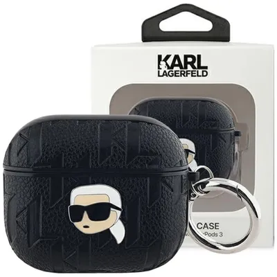 Produktbild von Karl Lagerfeld, Etui für AirPods 3 mit Karl Head Monogramm Prägung, Schwarz